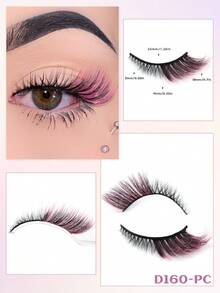 1 Pair Shiny Ombre Faux Mink Eyelashes, Shiny Natural Long And Fluffy, Suitable For Party, Makeup, Cosplay And Other Occasions - Multicolor - View 6
