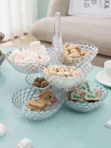 1件透明多功能家用水果盘可折叠零食收纳托盘客厅多层水果碗装干果瓜子糖果盘