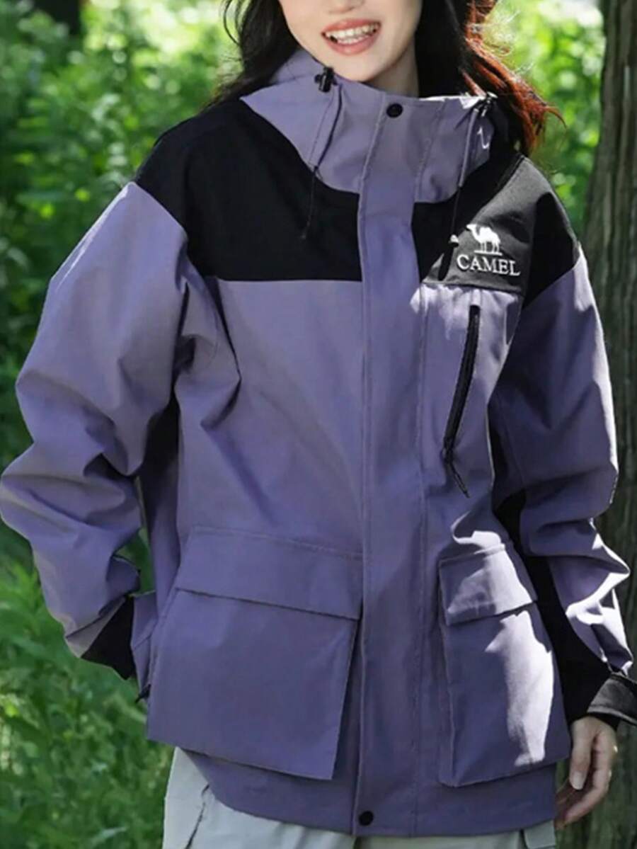 CAMEL CROWN 3-In-1 Ski Jacket, Warm Mountaineering Jacket, Waterproof Snow Hiking Gear - Night Purple Phantom Black - View 1