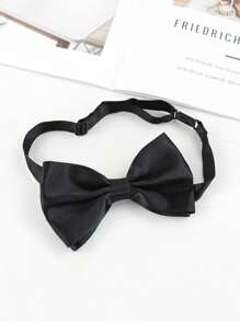 1 Stück Unifarben Business-Fliege mit verstellbarem Clip-Kragen-Accessoire für Hochzeitspartys oder Trauzeugen. ABSCHLUSSFEIER-SAISON, BÜHNENAUFFÜHRUNG, SCHWARZE SATINFLIEGE (GROSSE GRÖSSE 12*6,5CM)