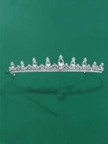 1 pièce Couronne de mariée cristal minimaliste, accessoire de couronne de reine d'anniversaire, décoration de cheveux mode