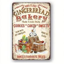 2D 平面，1 件，圣诞系列，圣诞老人，驯鹿，圣诞规则和姜饼屋，复古金属标牌适用于厨房、家庭、咖啡厅、酒吧、锡罐标签（11.81 英寸 X 7.87 英寸 / 30 厘米 * 20 厘米） - 彩色 - 查看 7