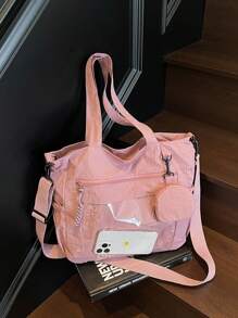 2pcs Fashionable Casual Solid Color With Coin Purse Large Capacity Tote Bag ,Suitable For University/College Classroom / Commute/Work/ Festivals/Vacation/Holiday,For Women, Rookies & White-Collar Workers,Girl, College Students,Lady,Woman ,Or Women, Rookies & White-Collar Workers,Girl, College Students,Lady,Woman