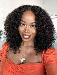 OQ Wear And Go Glueless Wigs Kinky Curly Bob 6x4 Transparent Lace Tiny Knots Pre-Bleached Wig 180% 8-14 Inch Natural Color Pre-Cut & Pre-Plucked Lace Closure Wigs Natural Hairline For Women - SNatural - View 2