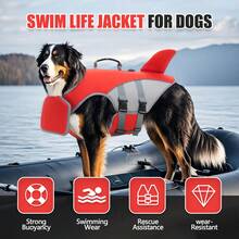 Dog Life Jacket, Tear-Resistant Material, Shark Pattern, Adjustable, High Buoyancy, Durable Rescue Handle, Suitable For Small, Medium And Large Dogs - Multicolor - View 6