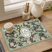 1pc Deep Green Tree Leaf Print Drip Mat, New Absorbent Kitchen Cabinet Drying Mat, Soft Diatomite Non-Slip Quick Dry Pad For Kitchen Counter, Coffee Machine, Etc.