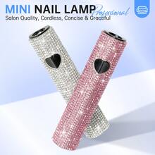 CHRISTINE SHELLY Portable Handheld Professional Nail Lamp, Nail Polish Glue Drying And Curing, 300mah Battery, Battery Storage Use, Mini Portable, Suitable For Home, Vacation And Professional Salon Use, Gift, White - 白鑽 - 查看 6