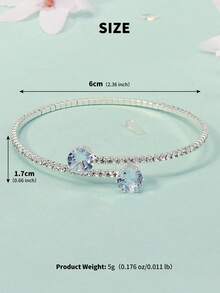 1件装女士简约婚礼手链，时尚水晶手镯，圆形情人节配饰