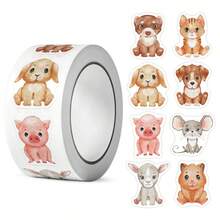 500张农场动物和恐龙贴纸卷，新款礼品装饰标签奖励贴纸文具，适用于礼品包装、贺卡和信封装饰、DIY手工制作 - 彩色 - 查看 14