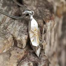 Vintage Wishing Stone Men's Necklace Personality  Cool Meteorite Pendant Jewelry Unisex Style Stainless Steel Sweater Chain Accessory - 黑色 - 查看 6