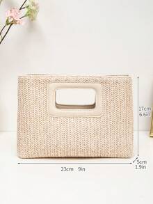 迷你沙滩包腕包零钱包女士手提包，新款春夏托特包，独特单肩斜挎包，甜美方形钱包