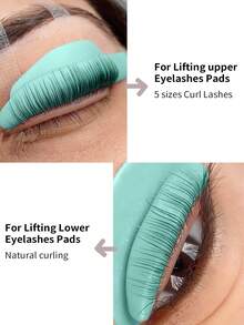 14 piezas, 7 tamaños de varillas para levantamiento de pestañas, escudo para levantamiento de pestañas para ondulación de pestañas, almohadillas para levantamiento de pestañas superiores e inferiores para uso en salón y en casa. - Verde - Ver 2