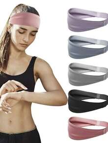 1条女士运动头带，防滑发带，适合日常锻炼、跑步、瑜伽。也适合日常运动、户外活动、海滩、团队活动、俱乐部活动、舞蹈、派对等场合，可作为时尚头巾、学校用品、大学用品、秋冬季度假发带、优雅围巾、柔软头巾等。