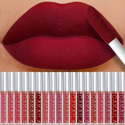 18pcs Waterproof Liquid Lipstick Set - Nude, Deep Brown And Matte Red | 24-Hour Long Lasting Color | Holiday Essential | Suitable For Fair And Beige Skin Tones