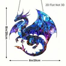 Flying Dragon Stained Glass Suncatcher - Round Acrylic Window Hanging Catcher For All Seasons, Indoor & Outdoor Decor, Wreath & Home Decor, Garden & Office Decoration, Magical Birthday Gift For Friends - Style 1 - View 8