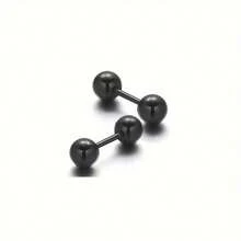 5 Pairs Of Men's Punk-Style Titanium Steel Round Earrings, Set With Cubic Zirconia - Perfect For Casual Decoration - Earring - View 4