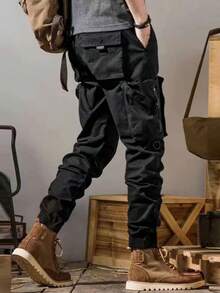 New Men's Cross-Border Multi-Pocket Cargo Pants Straight-Leg Loose-Fit Spring Autumn Summer Pure Cotton Casual Long Pants - 灰色 - 查看 5