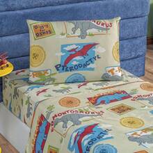 3-Piece Children's Sheet Set, Fun, Colorful Prints, Elastic - khủng long - Xem 2