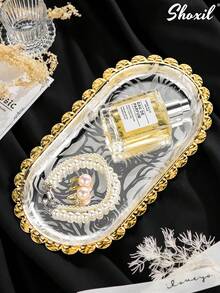 shoxil 1 pieza Bandeja de joyería de acero inoxidable, plato multiusos para baratijas, organizador de maquillaje y cosméticos, soporte para toallas y servilletas, plato decorativo para anillos, aretes y collares, perfecto para el tocador, el dormitorio y el baño, regalo ideal para fiestas, decoración de otoño e invierno, solución de almacenamiento de alta gama, mantiene la joyería y los accesorios organizados, ideal para uso diario, temporada festiva, cumpleaños, Acción de Gracias, Navidad, regalo para damas de honor, acento moderno para el hogar