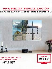 Soporte de Base para Televisor de 14 a 42 Pulgadas, 40 a 80 Pulgadas, Soporte de TV Fijo, Compatible con Pantallas de Smart TV de Hasta 80 KG, Soporte para TV LED, LCD, Planas, de Plasma, con Patrón VESA 400 * 400 mm - Negro - Ver 3