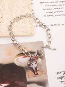 Customizable Bracelet, Creative Personal Chain Bracelet With Pendant, Provide Photo For UV Printing & Die-Cut, Suitable For Family, Friends, Idols, Double-Sided Transparent, Perfect For Birthday, Family Gathering, Valentine's Day, Parents, Couple, Anniversary, Gift For Mom, Dad, Friends, Boyfriend/Girlfriend, Daily Wear