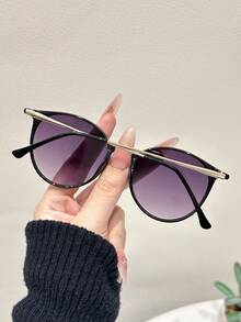 1 件女士金属圆形全框有色镜片个性化百搭休闲优雅生活时尚眼镜适合度假装、驾驶、音乐节、户外休闲活动、街拍适合所有脸型圆形色调 - 彩色 - 查看 5