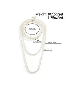 2pc Set Fashionable Elegant Asymmetrical Pearl Beaded Necklace, Luxurious Jewelry For Women, Catwalk Formal Dress Party Accessory, Gift For Her On Holidays