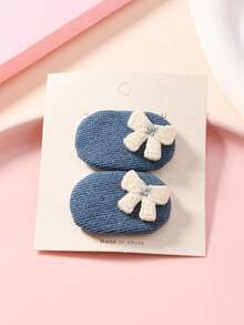 2pcs/Set Sweet Fabric Small Oval Hair Clips, Rabbit, Cherry, Flower, Mushroom Decor BB Clips, Minimalist Versatile Hair Clips & Accessories - 2 Pieces Per Set - View 11