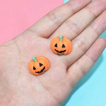 10pcs Halloween Thanksgiving Flat Pumpkin Small Decoration Glue Phone Stickers Accessories Kettle Stickers Materials