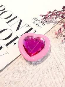1pc Heart-Shape Gemstone Finger Ring Mobile Phone Stand, Slouchy Person's Must-Have Device Holder, Sturdy Adhesive Mount, Attach On Phone, Anti-Drop & Shake Resistant