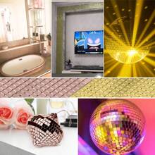 1600PCS- Real Glass Mirror Mosaic Tiles, Self-Adhesive Mirror Stickers, Mini Square Mirrors For Crafts, Home Decor, Disco Party Decorations, DIY Disco Balls, Vases, Cups, Picture Frames (5 X 5 Mm And 10x10 Mm)