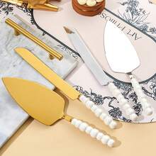 1 套定制婚礼蛋糕刀和服务器套装，创意珍珠手柄蛋糕切刀和升降器 - 珍珠手柄 - 查看 3