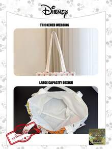 Disney 官方授权帆布手提袋 1 件装 米奇图案帆布单肩包 | 休闲旅行沙滩包 | 大容量可重复使用帆布购物袋 | 花卉印花杂货单肩包，适合日常/外出/购物/返校/沙滩/笔记本电脑包 - 彩色 - 查看 12