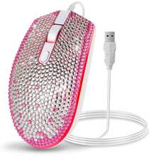 1pc Crystal Rhinestone Shiny Colorful Wired Mouse, Heart-Shaped Turtle Design USB Wired Mouse, Surface Inlaid With Crystal Diamonds, Computer Accessory, RGB Backlight, Cute Shiny Colorful Wired Mouse, Birthday, Holiday Gift, Perfect Gift For Her/Him, Holiday, Birthday Present - Multicolor - View 4