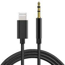 3,3 FT/100 cm Schwarz/Silber AUX-Kabel, USB-C/Lightning auf 3,5 mm Audio-Kabel, kompatibel mit iPhone 14 13 12 11 Pro Max Plus, Konversionsadapter Kopfhörerverlängerungskabel