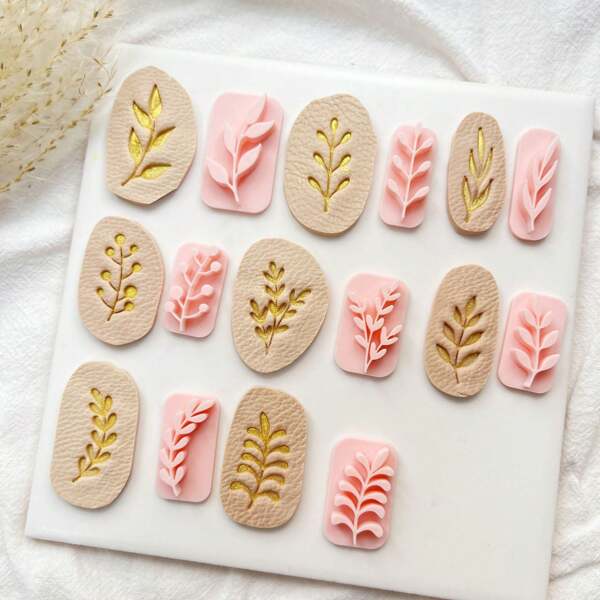 8pcs Pressed Spring Flower Polymer Clay Stamps Botanical Clay Stamps Boho Stamps For Clay Earrings Clay Tools Polymer Clay Supplies