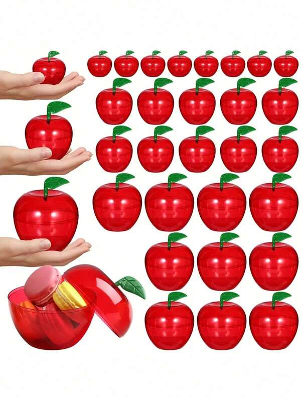 Large Plastic Apple Containers, Plastic Apple Container End Of School Treat Boxes Candy Holder Teacher Gifts Bobbing Apples Candy Jar, Red Apple Containers Bobbing Teacher Candy Cookie Jars Toy For Gift Party Wedding Christmas Party