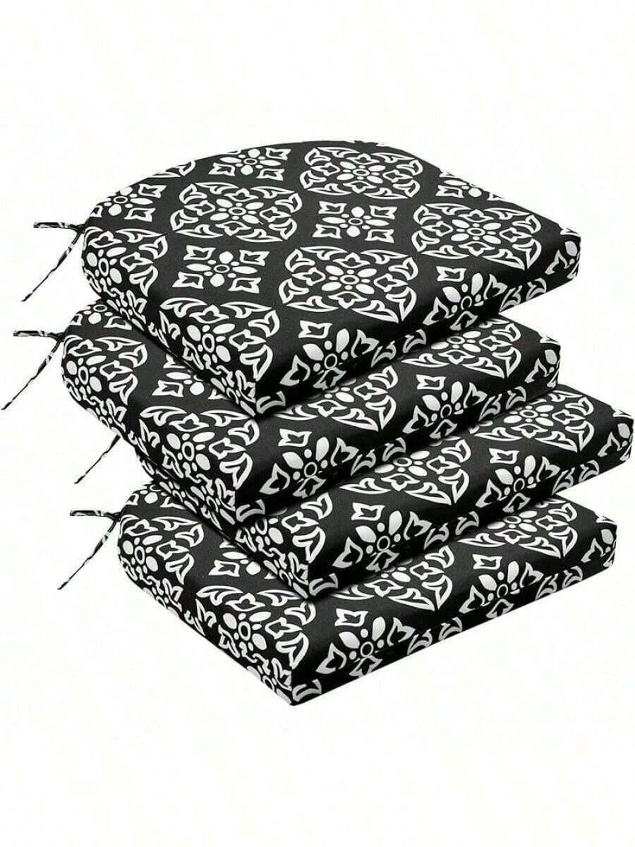 Free ShippingChair Cushions Set Of 4, Outdoor Cushions For Patio Furniture, Water Resistant Patio Chair Cushions With 2 Ties, 17x16x2, Yellow Dfg