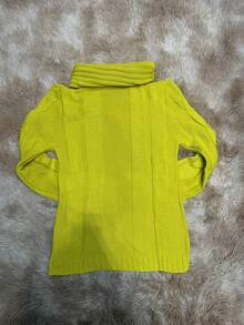 Women's Knitted Blouse High Neck With Front Brace Winter Elegant--- - 青檸色 - 查看 2