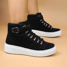 Women's Casual High-Top Sneakers In Comfortable Suede, Premium Line - Đen 1170 - Xem 2