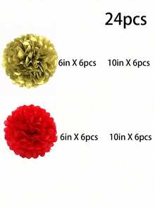 12pcs Paper Flower Ball Hanging Pom Poms Decorations For Wedding, Celebration, Outdoor & Birthday Parties, Back To School Valentine Day