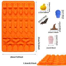 New Halloween Silicone Chocolate Mold, 48 Cavities Candy & Gummy Molds, Non-Stick Chocolate Baking Tray, Jelly, Pumpkin Gummies, Witch Hats, Bats, Skulls, Spiders, Tombstones Shapes - Dishwasher, Oven, Freezer Safe - Multicolor - View 12