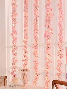 1 pieza Guirnalda de flores artificiales de cerezo, 2M/78.47 pies, guirnalda de flores artificiales de plástico modernas, luces de hadas, para decoración de fiestas, San Valentín, regalos, cumpleaños, graduación.