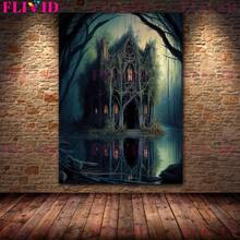 1pc/3PCS All Art Posters Optional Frames Halloween Abandoned Churches And Haunted Houses Vintage Wall Art Canvas Painting Gothic Architecture Horror Art Poster Printing Home Decoration Halloween Decor Fall Decor Room Decor