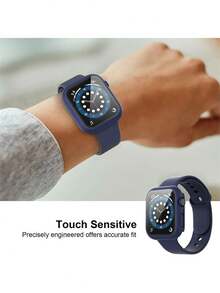 Miếng dán màn hình cường lực - Ốp bảo vệ toàn thân bằng nhựa PC cứng, siêu mỏng, độ phân giải cao, tương thích với Apple Watch Series Ultra/SE/11/10/9/8/7/6/5/4/3/2/1, phù hợp với kích thước 38/40/41/42/44/45/46/49mm, phụ kiện ốp bảo vệ đồng hồ thông minh, màu xanh dương đậm. - Màu xanh nửa đêm - Xem 6