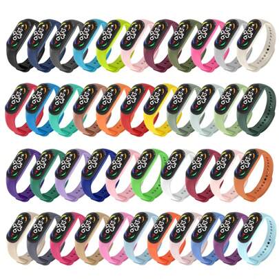1 pieza Correa deportiva de silicona compatible con MiBand 3 4 5 6 7, pulsera casual transpirable y resistente al agua para hombres, brazalete ajustable de repuesto para Mi Band 8 9, accesorios para smartwatch, regalo para la madre