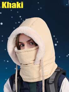 1pc Black/Pink Waterproof Balaclava 3-In-1 Ski Mask, Warm Wool Windproof Face Mask For Men And Women, Breathable Cold Weather Gear - Multicolor - View 9