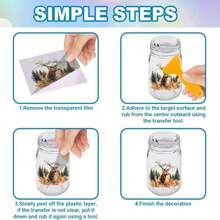 GLOBLELAND 18 Sheets Peek Animals Transfer Stickers 39x36inch Cute Animals Transfer Decal Rub On Transfer For Furniture Vase Glass Art Crafts Decorations - 鹿 - 查看 3