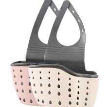 1 件大容量悬挂式储物袋，可重复使用袋，坚固的水果蔬菜袋，可清洗的壁挂式水果篮，用于存放大蒜土豆洋葱或食品储藏室，适用于厨房，厨房储物用品，带硅胶储物盒的水槽悬挂式沥水篮，可调节肩带沥水架，海绵架，水龙头挂篮，厨房储物袋，非常适合在厨房存放海绵和抹布