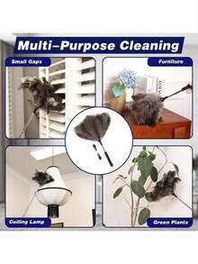 Plumero extensible reutilizable - Herramientas de limpieza con plumero extensible y ajustable para limpiar techos, persianas, muebles y coches - Gris Oscuro - Ver 2